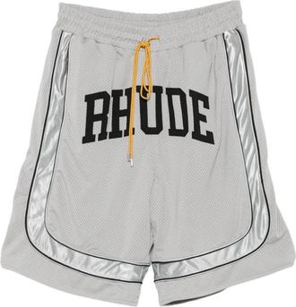 Rhude Baggy Mesh Collegiate Logo Shorts - Heren - Korte Broeken - Grijs - S - Polyester - Korte Broeken