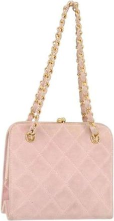 Chanel Pre-owned Shoulder Bags, female, Pink, Size: ONE SIZE Pre-owned Suede Shoulder Bag