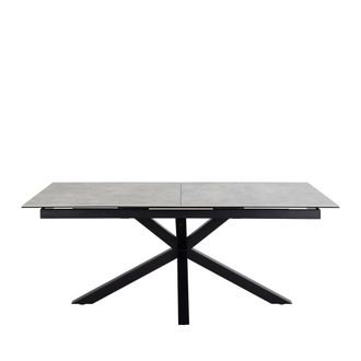 DRAWER Mesa comedor extensible 6-12 personas cer&aacute;mica y metal - Gris