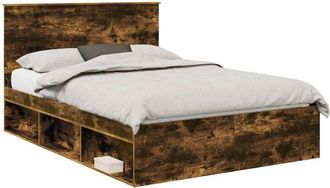 vidaXL Bed Frame Smoked Oak 140 x 190 cm Solid Pine Wood vidaXL