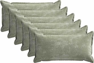 vidaXL Funda De Almohada 6 Uds. Houten Verde 40 X 70 Cm Tela Chenille Vidaxl