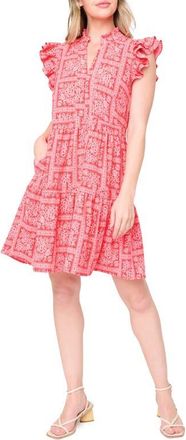 Gibsonlook Scarf Print A-Line Dress in Red Scarf Print at Nordstrom, Size X-Small