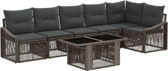 vidaXL Conjunto De Sof&aacute;s De Jard&iacute;n 7 Uds. Gris Y Gris Oscuro Vidaxl