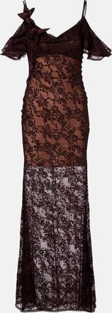 Self Portrait Abito lungo off-shoulder in pizzo