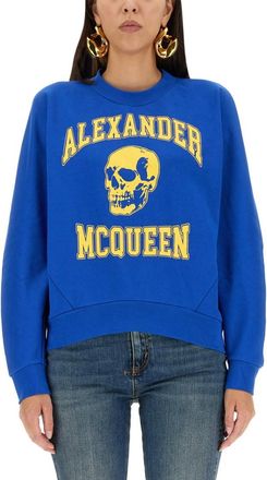Alexander McQueen Blue Graphic Crew Neck Sweatshirt