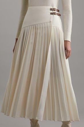Karen Millen Buckle Detailed Maxi Skirt in Ivory at Nordstrom, Size 8