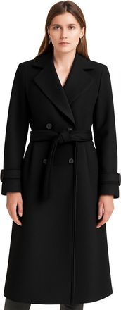 Generic Womens Coats Winter Single Breasted Wool Blend Jacket Causal Lapel Collar Belted Button Elegant Coat Windbreaker Jacket Ladies Long Sleeve Tops Mid-Le