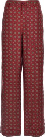 Moschino Wide Trousers, female, Red, XS, Patterned Trousers