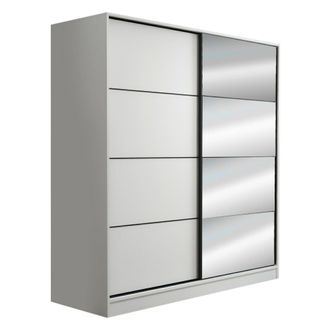 Dmora Armario 2 Puertas Cascia, Ropero Dormitorio 5 Estantes, Perchero, 2 Puertas, 180x210h Cm Blanco