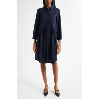 Emporio Armani Cotton Poplin Shirtdress in Solid Dark Blue at Nordstrom, Size 6 Us