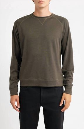 Scott Barber Stretch Wool Blend Crewneck Top In Cocoa