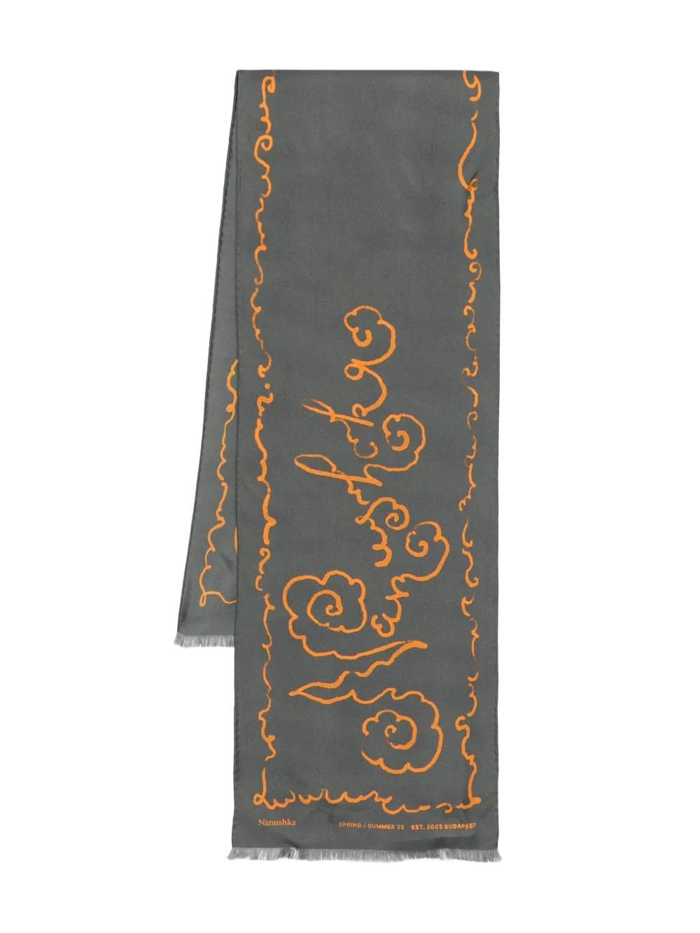【関税&送料込】Valentino Garavani Printed Silk Foulard VALENTINO GARAVANI Fringed printed silk-twill scarf | NET-A