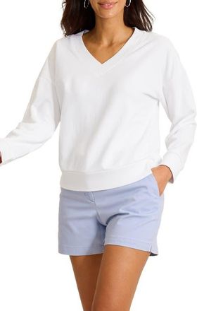 Tommy Bahama Marina del Mar Cotton V-Neck Sweatshirt in White at Nordstrom, Size X-Small