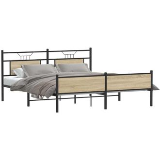 vidaXL vidaXL Giroletto senza Materaso in Metallo Rovere Sonoma 180x200 cm