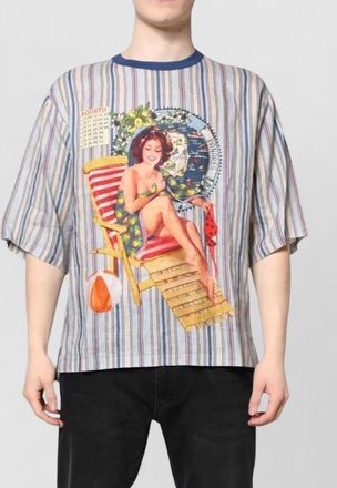 Dolce & Gabbana striped linen relaxed-fit short-sleeve t-shirt
