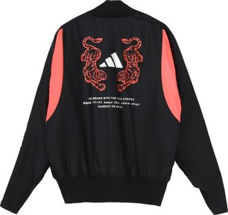 adidas M Vrct Back Tiger Logo Pattern Loose Jacket Black FK0976