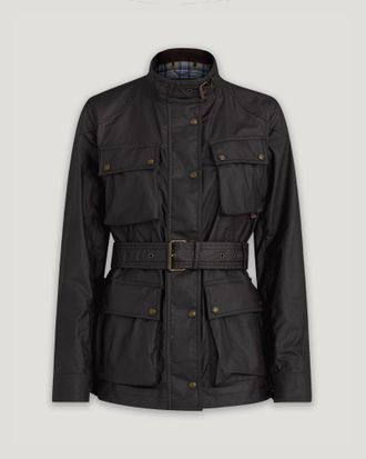 Belstaff Trialmaster Jacket Womens Waxed Cotton Black Size UK 10