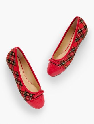 Talbots Blair Cap Toe Ballet Flats - Tartan Plaid - Red - 6 1/2 M Talbots