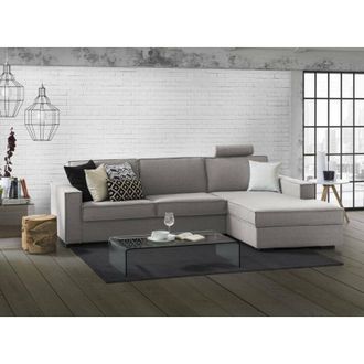Talamo Italia Sofa Cama Adela, Sof&aacute; De Esquina, 100% Made In Italy, Sof&aacute; Con Apertura Giratoria, Pen&iacute;nsula Contenedor Derecha, Con Reposabrazos Est&aacute;ndar, Cm 280x95h