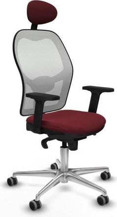 Piqueras y Crespo Piqueras Y Crespo - Jorquera Sincro Malla Blanca Similpiel Granate Brazos 2d Base Aluminio Cabecero Fijo Ruedas 65mm Engomada