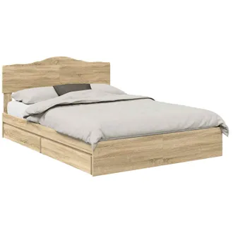 vidaXL Letto Con Contenitore Con Cassetto Rovere Sonoma 140 X 200 Cm Vidaxl