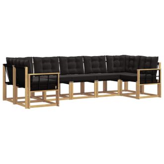 vidaXL Conjunto De Sof&aacute;s De Exterior Con Coj&iacute;n 7 Pcs Blanco Y Negro Vidaxl