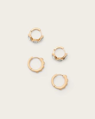 AllSaints Womens Brass Elora Mixed Hoop Earring Set, Size: One Size