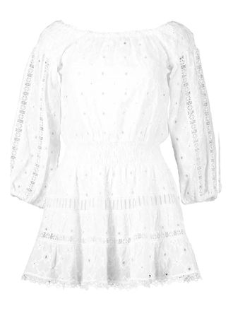 Temptation Positano Platani eyelet embroidered smock mini dress - women - Cotton - M - White