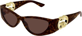 Gucci Cat-eye zonnebril met iconisch ontwerp - Dames - Zonnebrillen - Bruin - 55 MM - Accessoires