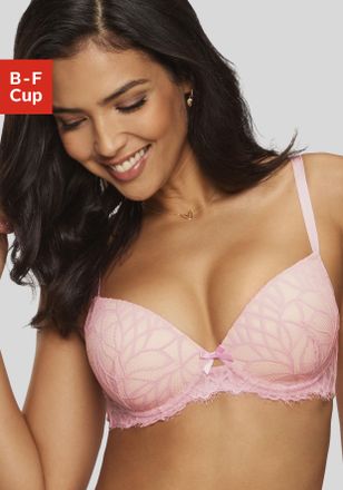 Lascana Schalen-BH LASCANA Cara, Damen, Gr. 70, Cup D, rosa (rosa, puder), Spitze, Obermaterial: 74% Polyamid, 15% Polyester, 11% Elasthan, BHs Schalen-BH, mi