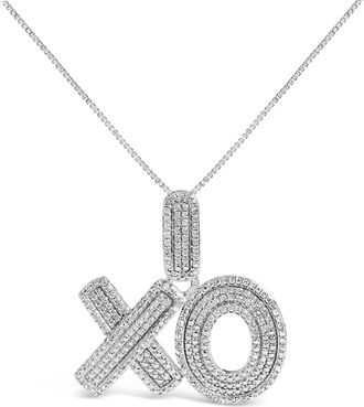 House of Brilliance Sterling Silver 1/4 Cttw Diamond Pav&eacute; XO Pendant Necklace