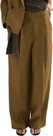 Mango Linen Straight Leg Suit Pants in Olive Green at Nordstrom, Size 10