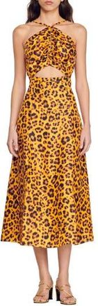 Sandro Kalinda Cutout Halter Neck Dress in Orange /Noir at Nordstrom Rack, Size 1 (Fits Like 2-4 Us) / 36 Eu