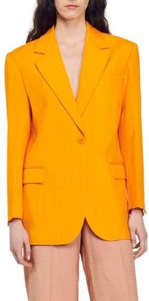 Sandro Harper One-Button Blazer in Orange at Nordstrom Rack, Size 1 (Fits Like 2-4 Us) / 36 Eu