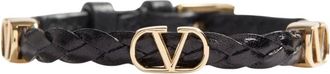 Valentino Gevlochten kalfsleren armband - Dames - Accessoires - Zwart - Maat: ONE Size Leer