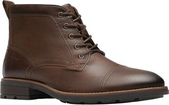 Clarks Mens Emmet Zip Combat Boot, Brown Distressed, 9.5 UK