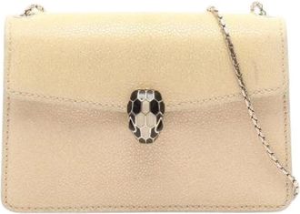 Bulgari Pre-owned Cross Body Bags, female, Beige, Size: ONE SIZE Pre-owned Serpenti Forever Leather Galuchat Shoulder Bag