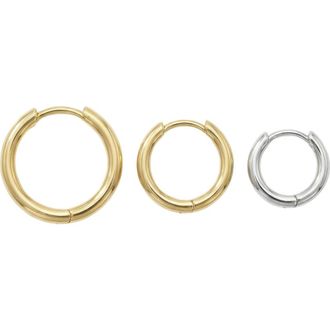 Argento Vivo Set of 3 Hoop Earrings in Gold/Silver at Nordstrom