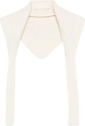 Jacquemus Ribbed-knit Collar Scarf - Dames - Wintersjaals - Wit - ONE Size - Wol - Accessoires