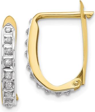 Diamond2Deal 10k Yellow Gold Round Diamond Fascination Hoop Earrings