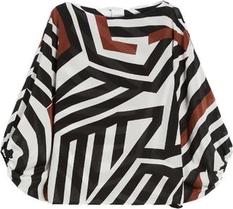 Max Mara Camino asymmetrische gestreepte blouse - Zwart