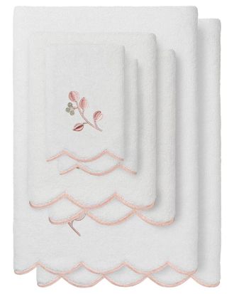 Linum Home Textiles 100% Turkish Cotton Wild Branch Scallop 6Pc Embellished Towel Set