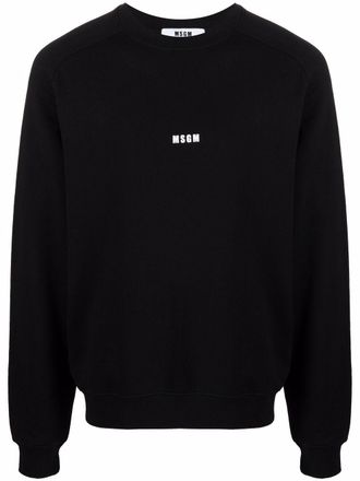 スウェット・トレーナー Msgm Crewneck Sweatshirt With Logo Crewneck cotton sweatshirt black with logo | Shop MSGM US