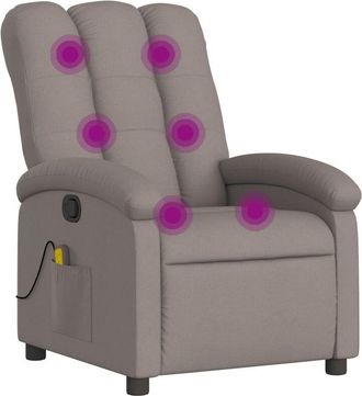vidaXL Sillón de masaje reclinable de tela gris taupé vidaXL