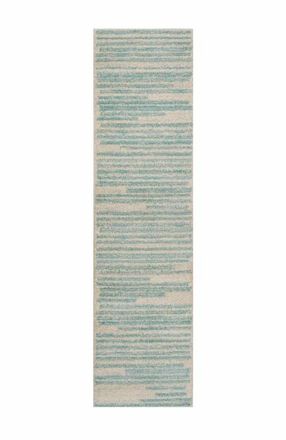 Jonathan Y Designs Khalil Modern Berber Stripe Area Rug in Cream/turquoise at Nordstrom, Size 2Ft 0In X 8Ft 0In