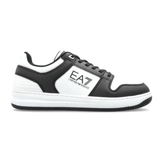 Emporio Armani Emporio Armani Ea7, Schoenen, Heren, Zwart, 42 1/2 EU, Leer, Logo Sneakers