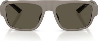 Emporio Armani 55mm Rectangle Sunglasses in Rubberized Matte Brown /Grey at Nordstrom