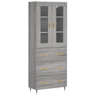 vidaXL Vidaxl - Aparador Alto Madera Contrachapada Gris Sonoma 69,5x34x180 Cm