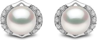 Yoko London 18kt white gold Trend freshwater pearl and diamond stud earrings - women - Diamond/18kt White Gold/Freshwater Pearl - One Size - Silver