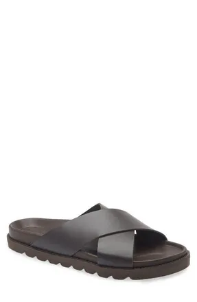 Gentle Souls Braga Cross Strap Slide Sandal in Brown at Nordstrom, Size 13